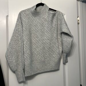 Express NWT gray cable sweater mock neck with cold shoulder detail size M